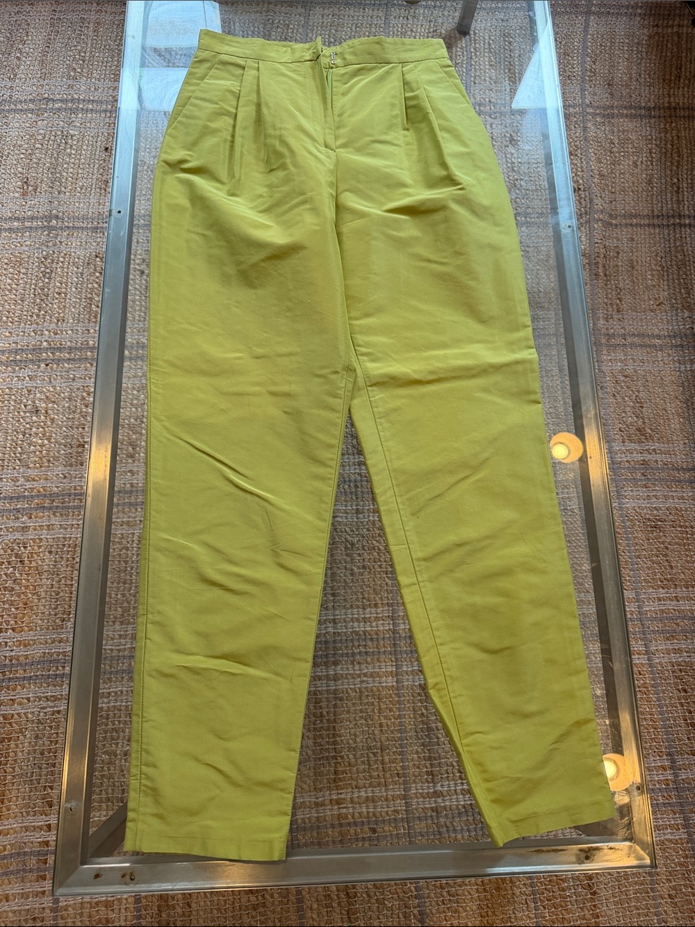 High-Waist taffeta Lime Green Tailored Women's Pants